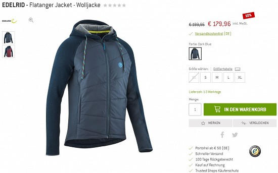 Edelrid - Flatanger Jacket - Wolljacke 179,96 - 10% gespart