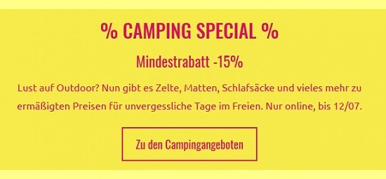 Camping-Special bei sportler - Rabatte von bis zu 49%
