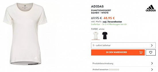 Adidas Funktionsshirt Damen 48,95€ - 30% reduziert