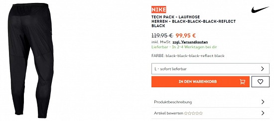 NIKE Tech Pack Laufhose Herrn 99,95€ - 17% weniger