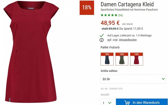 Meru Damen Cartagena Kleid 48,95€ - 18% gespart