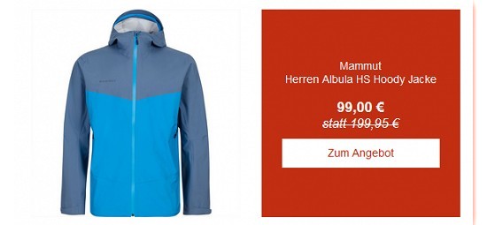 Mammut Albula HS Hoody-Jacke für 99 € - jetzt 50 % günstiger bei bergzeit