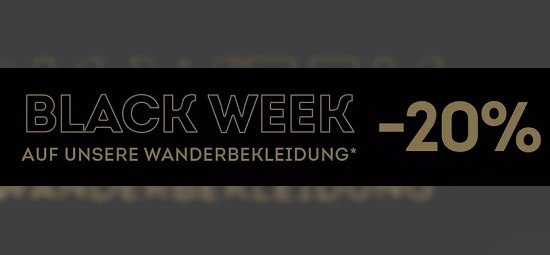 Black Week - 20 % Rabatt auf Wanderbekleidung bei sportscheck - nur heute!