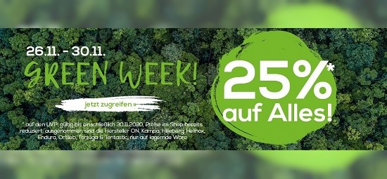 Green Week bei doorout - 25 % Rabatt auf fast alles - nur noch heute!
