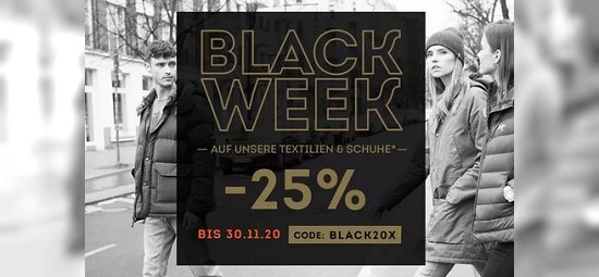 Black Week - 25 % Rabatt auf Schuhe und Textilien bei sportscheck