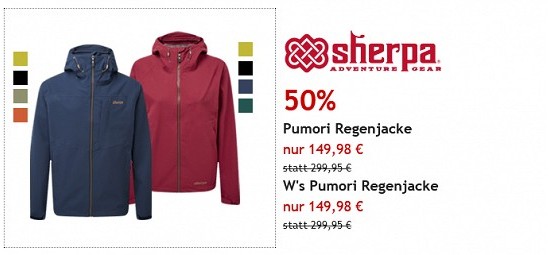 Bergfreunde Preisgrounder - Sherpa Pumori-Regenjacke 50 % reduziert
