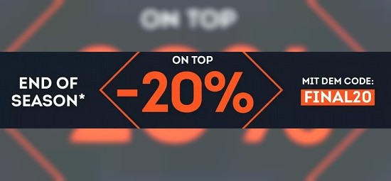 End of Season-Sale bei sportscheck - 20 % Extra-Rabatt on top