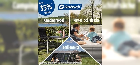 Ausgewählte Campingartikel von Outwell bis zu 35% reduziert bei doorout