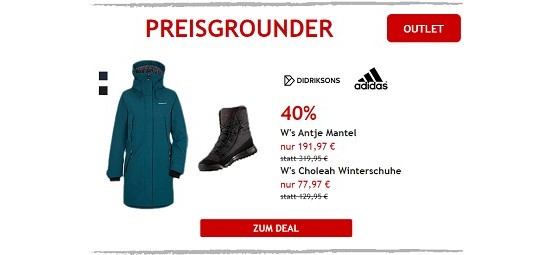 40% auf adidas Terrex Winterschuhe & Didriksons Mantel