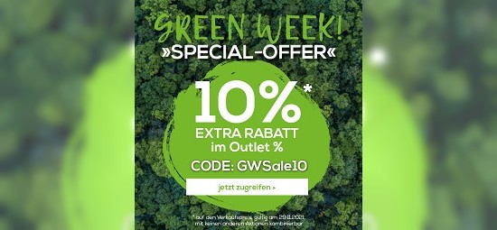 Green Week "Special Offer" - 10% im Outlet bei doorout