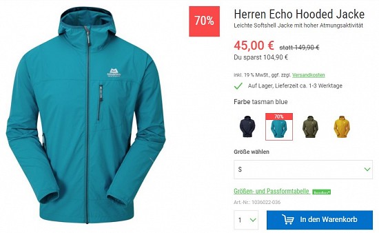 Herren Echo Hooded Jacke 45€ - 70% gespart