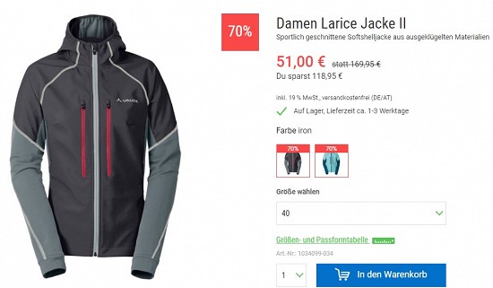 Damen Larice Jacke II 51€ - 70% reduziert