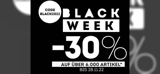 Black Week - 30 % Rabatt auf über 6.000 Artikel bei sportscheck