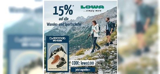 15% Rabatt auf Wander-und Sportschuhe von Lowa bei doorout