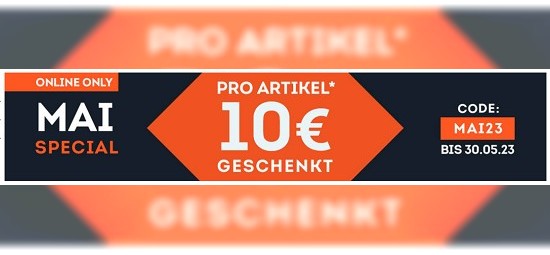 Maispecial bei sportscheck - 10€ pro Artikel geschenkt